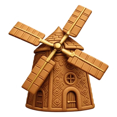 Speculaas Cinematic Realistic Speculaas Biscuit Emoji, depicted as a spiced speculaas cookie crafted in a charming windmill shape, rendered with intricate textures and warm, inviting lighting. sticker