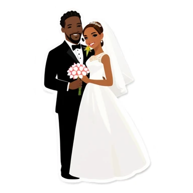 Jamaican wife Puerto Rican husband wedding realistic sticker