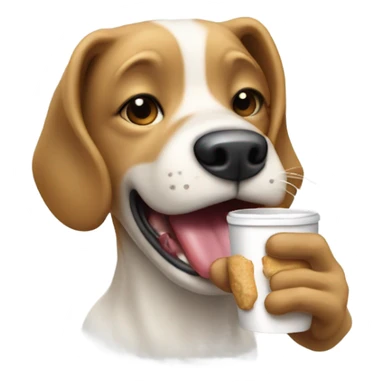 A dog licking a pup cup sticker