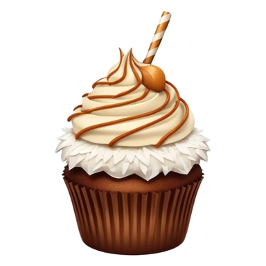 chocolate caramel cupcake with coconut shavings on top   sticker
