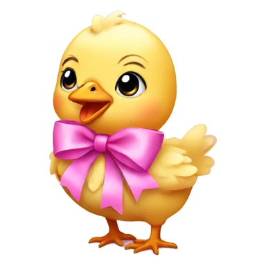 Baby chicken with pink bow sticker