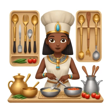 ancient Egyptian cooking scene in hieroglyphic style sticker