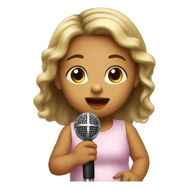 baby girl singing with a mic sticker