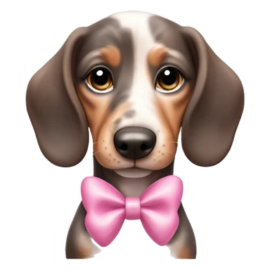 Adorable Merle daschund puppy with a pink bow  sticker