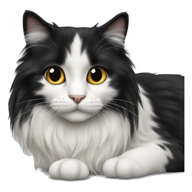 black and white cat long haired sticker