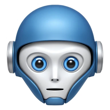 tête de robot cosmonaute bleu et blanc avec des yeux plissé bleu bleu style cartoon sticker