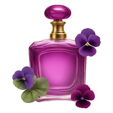 Dark pink vintage French style perfume bottle with violet pansies  sticker