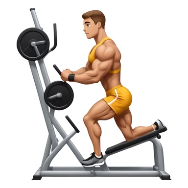 side-view bodybuilder using gym calf-raise machine sticker