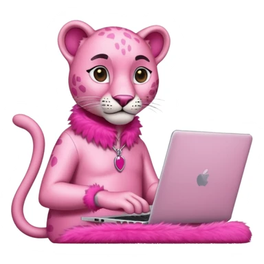 pink panther with a laptop sticker