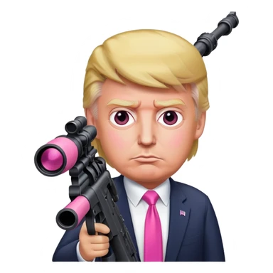 Donald trump holding a pink sniper sticker