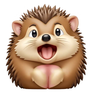 Cinematic Cute Yawning Hedgehog Portrait Emoji, Head tilted slightly with a dramatic, wide-open yawn, showcasing a soft, downy brown Fur with tiny, droopy ears and eyes barely open in drowsy contentment, Simplified yet irresistibly adorable features, highly detailed, glowing with a soft, cozy glow, high shine, relaxed yet expressive, stylized with a touch of natural whimsy, bright and endearing, soft glowing outline, capturing the essence of a sleepy yet affectionate hedgehog, so drowsy it feels like it could curl up out of the screen for a nap! sticker