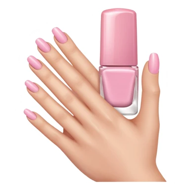 a light skinned hand with soft pink nails holding a soft pink nail polish sticker