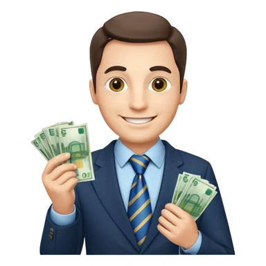 AN UNCLE with a tie in business clothes and with euro money
 sticker