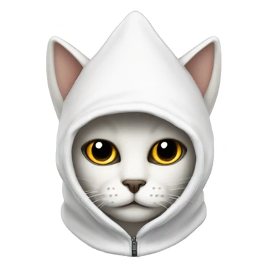 Cat wearing a pointy white hood/mask sticker