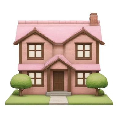 Front facing family house made from bricks and wood, give it a pretty, and cute pastel japan theme sticker
