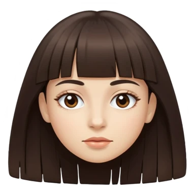 Tenho uma franja vegana, sombrancelha reta fina, um rosto oval e meu cabelo é grande e castanho escuro. Faça nesse estilo 🧟‍♀️  sticker