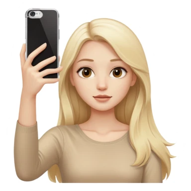 beautiful pale blonde girl with long hair taking selfie in beige top sticker