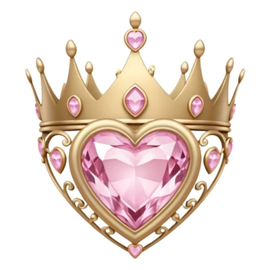 white and pastel pink crown with heart gem sticker