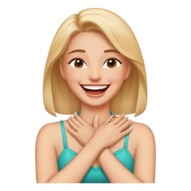 A woman hands crossed on their neck laughing sticker