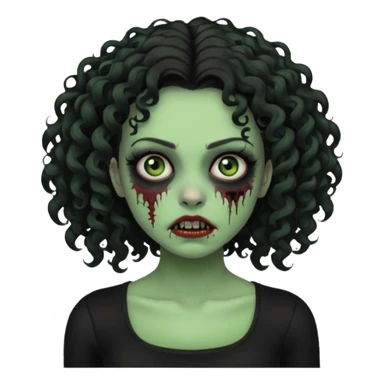 Black side party curly head girl zombie pale skin black crop top no hat sticker
