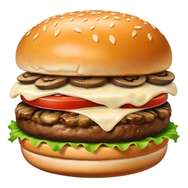 Burger with Swiss cheese, mushrooms, carmelized onions, and truffle aioli  sticker
