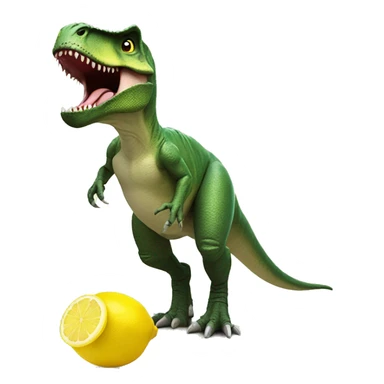 t-rex with a lemon sticker