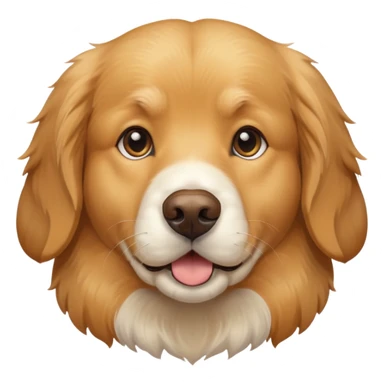 This is a big, dog like a golden retriever fur with a white and brown face who got way too close to the camera,  sticker