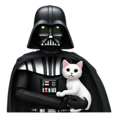 Dark Vador holding a cat sticker