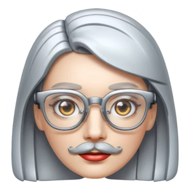 robotic woman with glasses mustache  sticker
