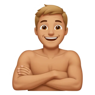 Crossed arms around neck, laughing guy sticker