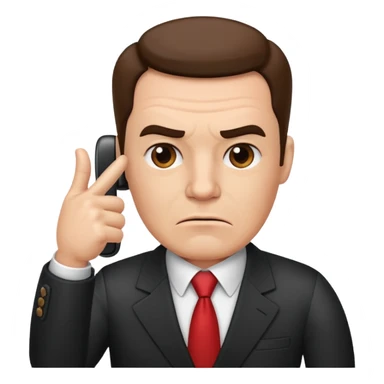 boss on a phone call, giving a thumbs down sticker