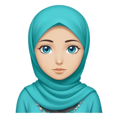 Turkish beautiful finish Konya girl blue eyes with hijab and turquoise stone dress sticker