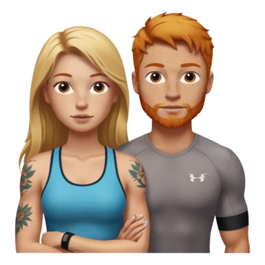 girl with long blonde hair and tattoos next to an athletic masculine ginger girl  sticker