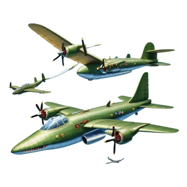 A surreal flying bomber aircraft with the head of a crocodile replacing its cockpit. The crocodile's mouth is open menacingly, with sharp teeth exposed, blending seamlessly with the metallic body of the plane. The aircraft is flying through a blue sky with clouds, and a bomb is being dropped mid-air. Two propellers are spinning on the wings. The scene is dynamic, imaginative, and slightly humorous, combining fantasy with wartime elements sticker