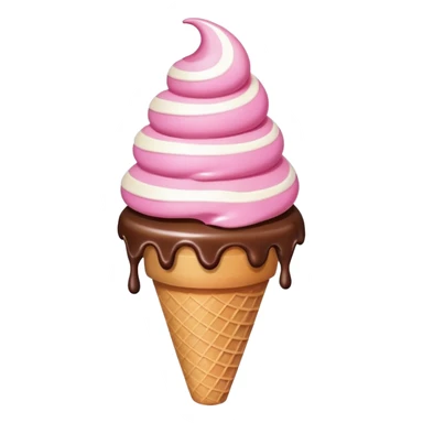 Chocolate and vanilla ice cream cone swirl with a pink heart on top sticker