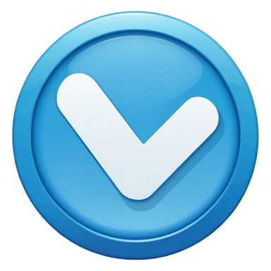 Create a high quality 2D emoji-style verification badge similar to Facebook/Meta style.
Flat design, clean smooth edges, bold and crisp colors, no gradients or minimal gradient only for polish.
A blue circular badge with a white check mark inside. Simple, vector-like, high resolution.
 sticker