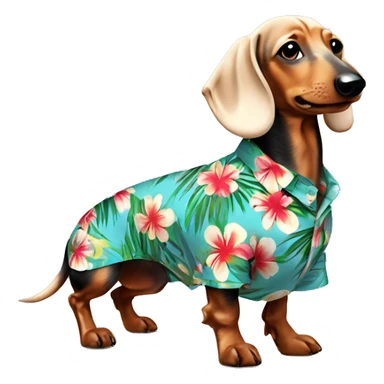 dachshund ￼wearing Hawaiian shirt￼ sticker