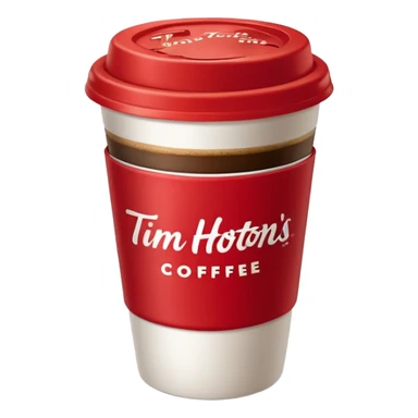 Tim Hortons coffee, it should be red cup with white write writing " Tim Hortons" and a White lid make it a large sticker