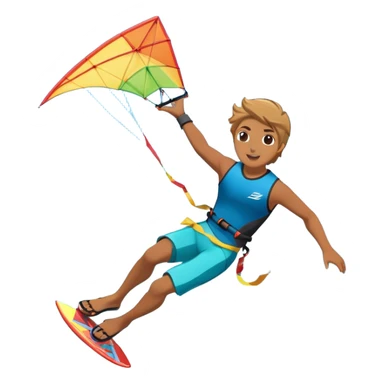 A kite surfer soaring above the waves, holding onto a kite with the wind in full force. The background showcases the ocean and sky, emphasizing the freedom, thrill, and energy of the sport. The motion of the kite and board is dynamic, capturing the excitement of kiting. sticker