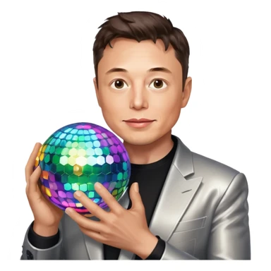 Elon musk with disco ball in hands sticker