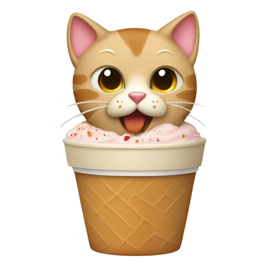 Beige bkh cat eating icecream cup with cookie dough sticker
