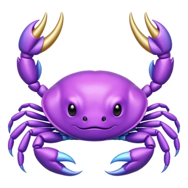 a purple crab with a unicorn horn sticker