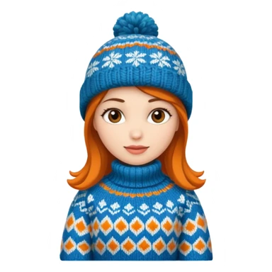 woman winter dress and hat sticker