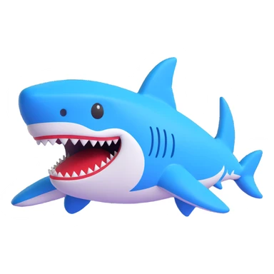 a shark with blue Nike shoes, 3D emoji style sticker