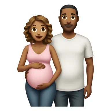 A pregnant woman with her husband  sticker