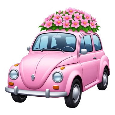 Pink car with flowers  sticker