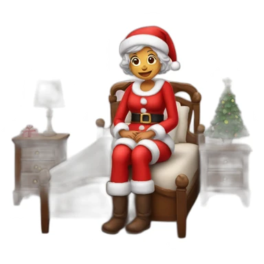 mrs santa claus sitting on bed sticker