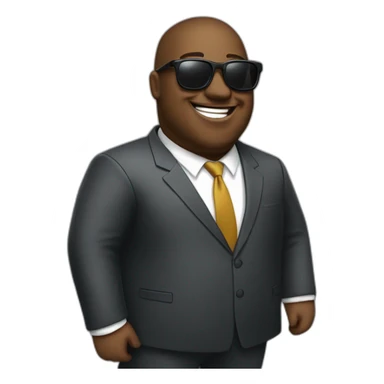 Fat man in sunglasses and a classic suit smiles. sticker