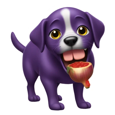 Dog licking a eggplant  sticker