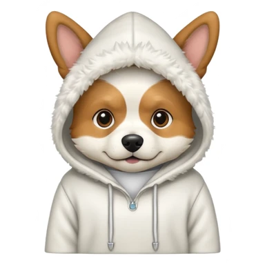 Dog wearing white pointy hoodie sticker